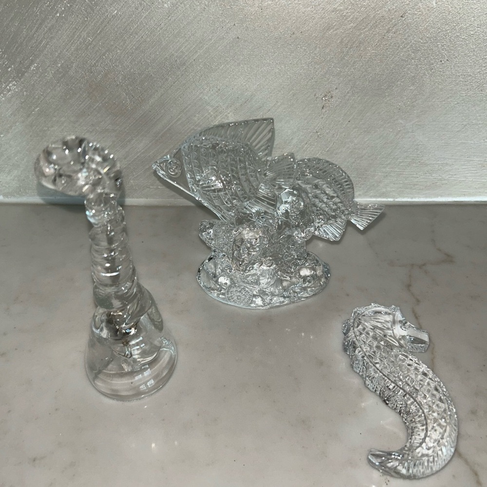 Waterford (and other) Crystal Sea Animals Figurines Trio